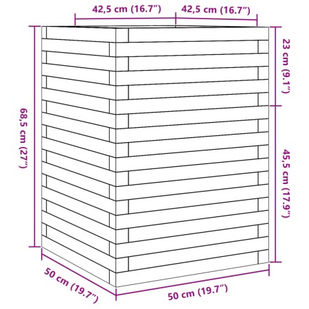 Fioriera da Giardino 50x50x68,5 cm in Legno Massello di Pino