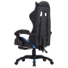 Sedia da Gaming con Poggiapiedi Blu e Nera in Similpelle