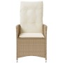 Sedia Reclinabile da Giardino con Cuscini Beige in Polyrattan