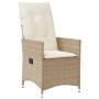 Sedie Reclinabili da Giardino 2pz con Cuscini Beige Polyrattan