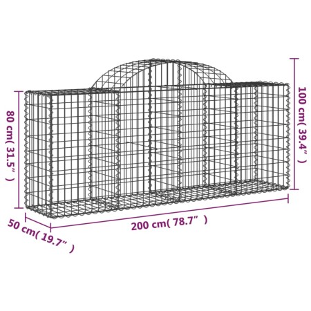 Cesti Gabbioni ad Arco 8 pz 200x50x80/100 cm Ferro Zincato