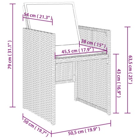 Set da Pranzo da Giardino 13pz con Cuscini Nero in Polyrattan