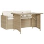 Set da Pranzo da Giardino 2 pz con Cuscini Beige in Polyrattan