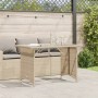 Tavolo da Giardino Piano in Vetro Beige 110x68x70 cm Polyrattan