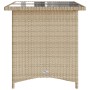 Tavolo da Giardino Piano in Vetro Beige 110x68x70 cm Polyrattan