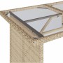 Tavolo da Giardino Piano in Vetro Beige 110x68x70 cm Polyrattan