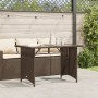 Tavolo Giardino Piano in Vetro Marrone 110x68x70 cm Polyrattan