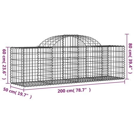 Cesti Gabbioni ad Arco 13 pz 200x50x60/80 cm Ferro Zincato