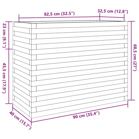 Fioriera Giardino Marrone Cera 90x40x68,5cm Legno Massello Pino