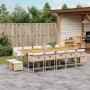 Set da Pranzo da Giardino 15 pz con Cuscini Beige in Polyrattan