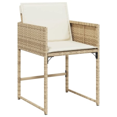 Set da Pranzo da Giardino 15 pz con Cuscini Beige in Polyrattan