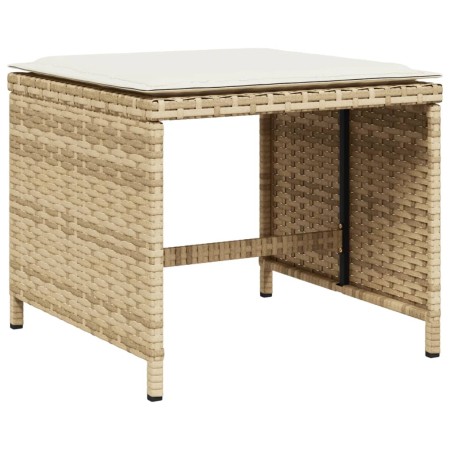 Set da Pranzo da Giardino 15 pz con Cuscini Beige in Polyrattan