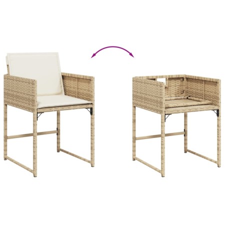 Set da Pranzo da Giardino 15 pz con Cuscini Beige in Polyrattan