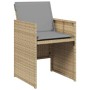 Set Pranzo da Giardino 17 pz con Cuscini Beige Misto Polyrattan