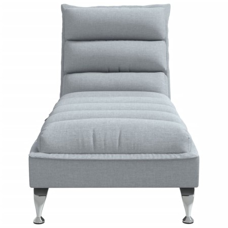 Chaise Longue Massaggi con Cuscini Grigio Chiaro in Tessuto