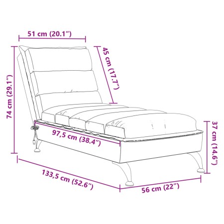 Chaise Longue Massaggi con Cuscini Grigio Chiaro in Tessuto