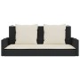 Panchina a Dondolo con Cuscini Nera 119x56x48 cm in Polyrattan