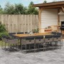 Set da Pranzo da Giardino 13pz con Cuscini Grigio in Polyrattan