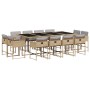 Set Pranzo da Giardino 13 pz con Cuscini Beige Misto Polyrattan