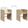 Set Pranzo da Giardino 13 pz con Cuscini Beige Misto Polyrattan