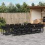 Set da Pranzo da Giardino 17 pz con Cuscini Nero in Polyrattan