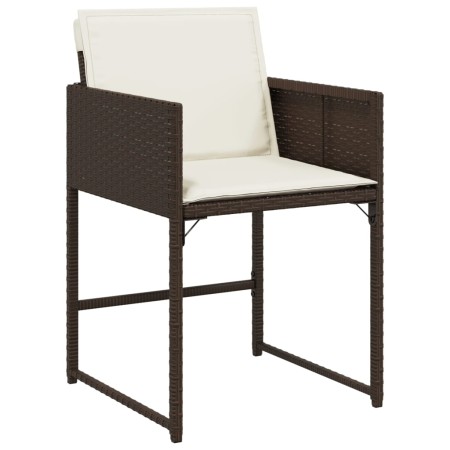 Set da Pranzo da Giardino 17 pz con Cuscini Marrone Polyrattan