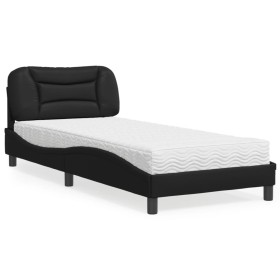 Letto con Materasso Nero 90x190 cm in Similpelle