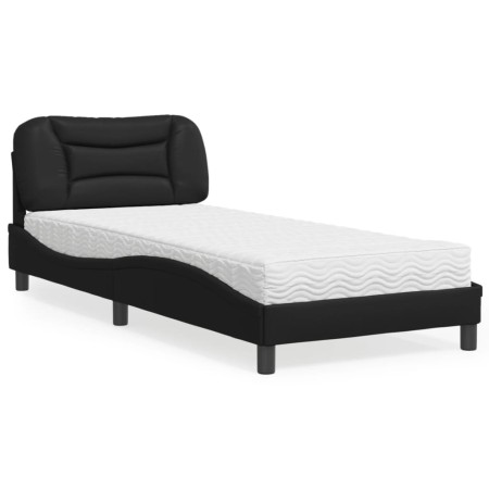 Letto con Materasso Nero 90x200 cm in Similpelle