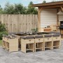 Set Pranzo da Giardino 13 pz con Cuscini Beige Misto Polyrattan