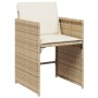 Set da Pranzo da Giardino 15 pz con Cuscini Beige in Polyrattan