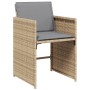 Set Pranzo da Giardino 17 pz con Cuscini Beige Misto Polyrattan