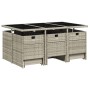 Set Pranzo Giardino 11pz con Cuscini Grigio Chiaro Polyrattan