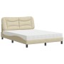 Letto con Materasso Crema 120x200 cm in Tessuto