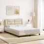 Letto con Materasso Crema 120x200 cm in Tessuto