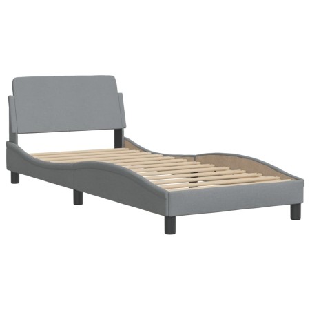 Letto con Materasso Grigio Chiaro 90x200 cm in Tessuto