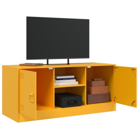 Mobile Porta TV Giallo Senape 99x39x44 cm in Acciaio