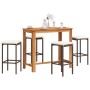 Set Bar Giardino 5pz Marrone Legno Massello Acacia e Polyrattan