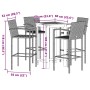 Set Bar Giardino 5pz Marrone Legno Massello Acacia e Polyrattan