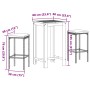 Set Bar da Giardino 3 pz Grigio in Legno Acacia e Polyrattan
