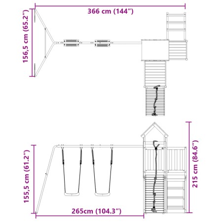 Set da Gioco da Esterno in Legno Massello di Pino