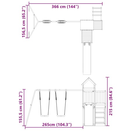 Set da Gioco da Esterno in Legno Massello di Douglas