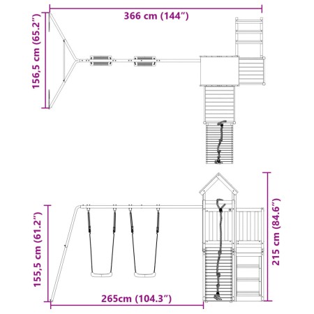 Set da Gioco da Esterno in Legno di Pino Impregnato