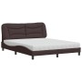 Letto con Materasso Marrone Scuro 160x200cm Tessuto