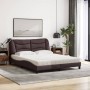 Letto con Materasso Marrone Scuro 160x200cm Tessuto