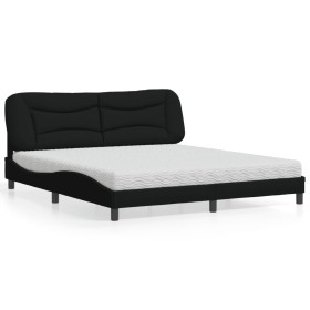 Letto con Materasso Nero 180x200 cm in Tessuto