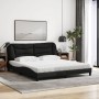 Letto con Materasso Nero 180x200 cm in Tessuto