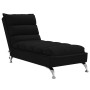 Chaise Longue Massaggi con Cuscini Nero in Tessuto