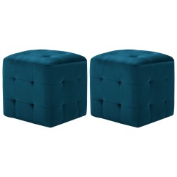 Comodini 2 pz Blu 30x30x30 cm in Tessuto Vellutato