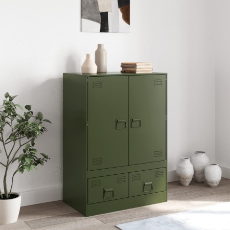 Credenza Verde Oliva 67x39x95 cm in Acciaio