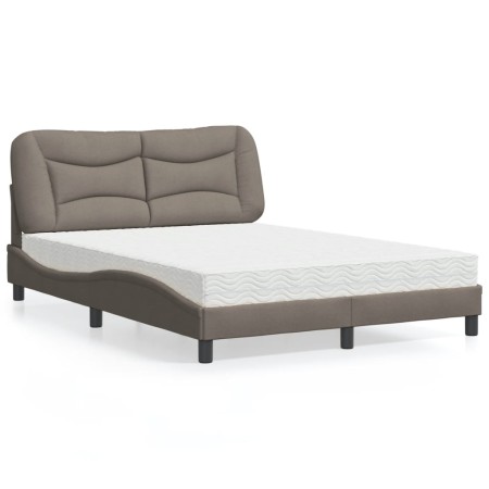 Letto con Materasso Tortora 140x190 cm in Tessuto